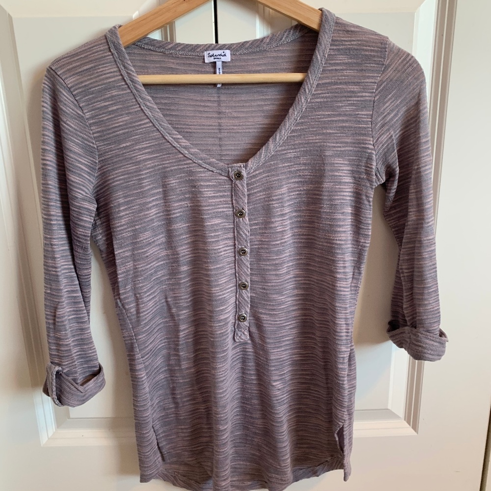 Splendid Scoop Neck Henley Shirt